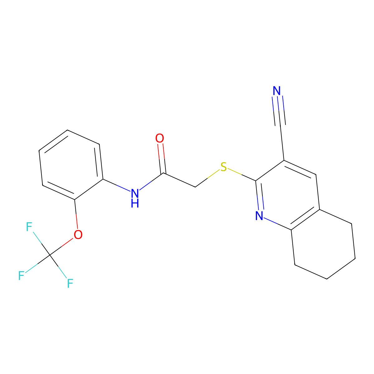 2-[(3-cyano-5,6,7,8-tetrahydroquinolin-2-yl)sulfanyl]-N-[2-(trifluoromethoxy)phenyl]acetamide molecular structure, CAS 445382-37-6