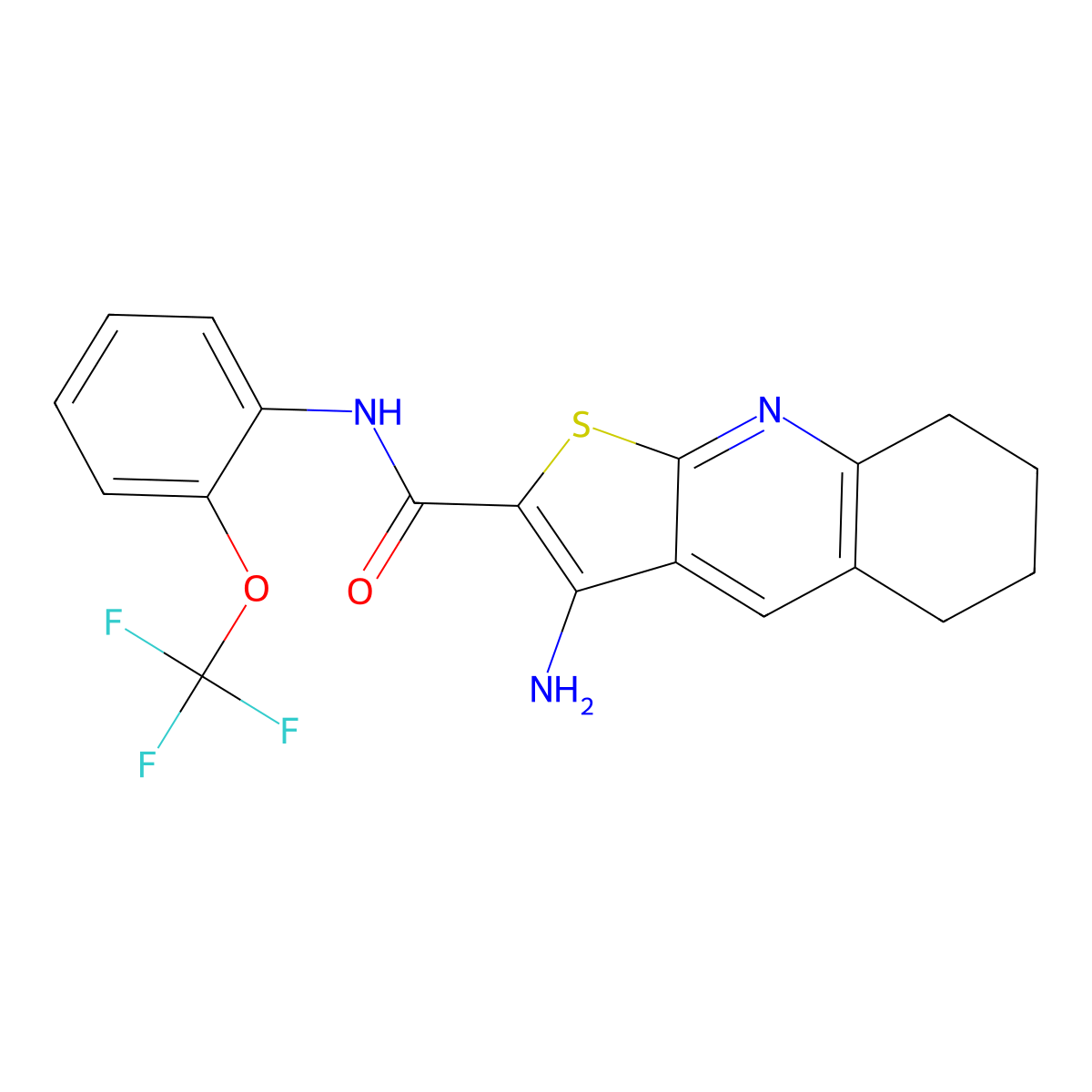 3-amino-N-[2-(trifluoromethoxy)phenyl]-5,6,7,8-tetrahydrothieno[2,3-b]quinoline-2-carboxamide molecular structure, CAS 445382-67-2