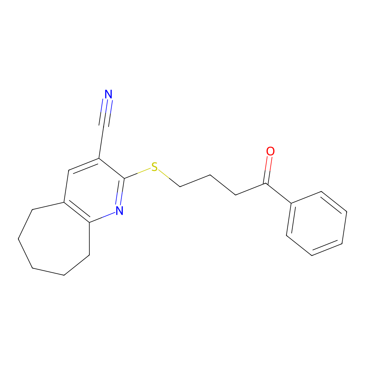 2-[(4-oxo-4-phenylbutyl)sulfanyl]-6,7,8,9-tetrahydro-5H-cyclohepta[b]pyridine-3-carbonitrile molecular structure, CAS 445384-16-7