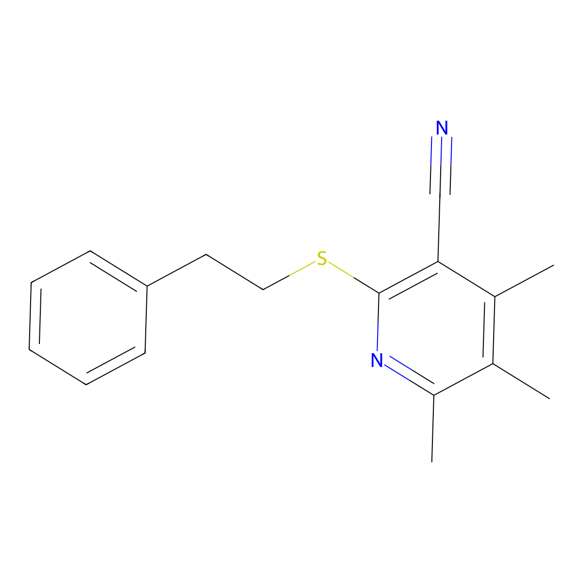 4,5,6-Trimethyl-2-[(2-phenylethyl)sulfanyl]pyridine-3-carbonitrile molecular structure, CAS 445384-83-8