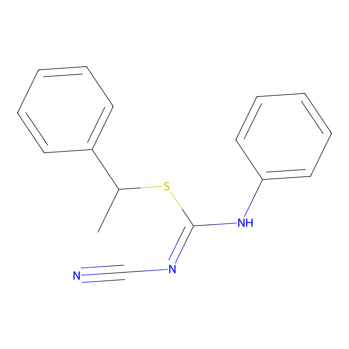 1-phenylethyl N-cyano-N'-phenylcarbamimidothioate molecular structure, CAS 445385-57-9