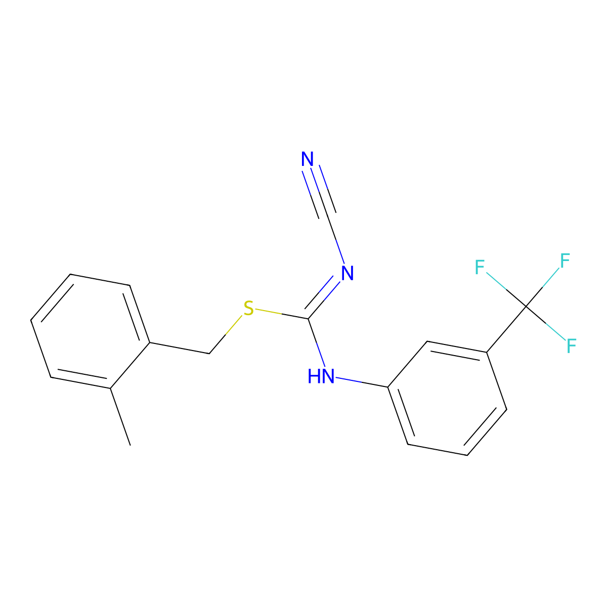 2-methylbenzyl N'-cyano-N-[3-(trifluoromethyl)phenyl]carbamimidothioate molecular structure, CAS 445385-60-4
