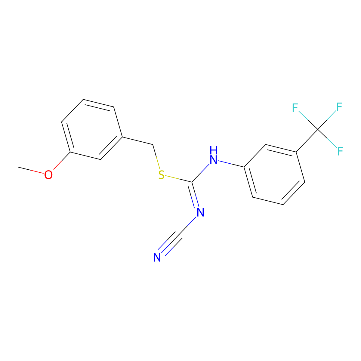 3-methoxybenzyl N'-cyano-N-[3-(trifluoromethyl)phenyl]carbamimidothioate molecular structure, CAS 445385-61-5