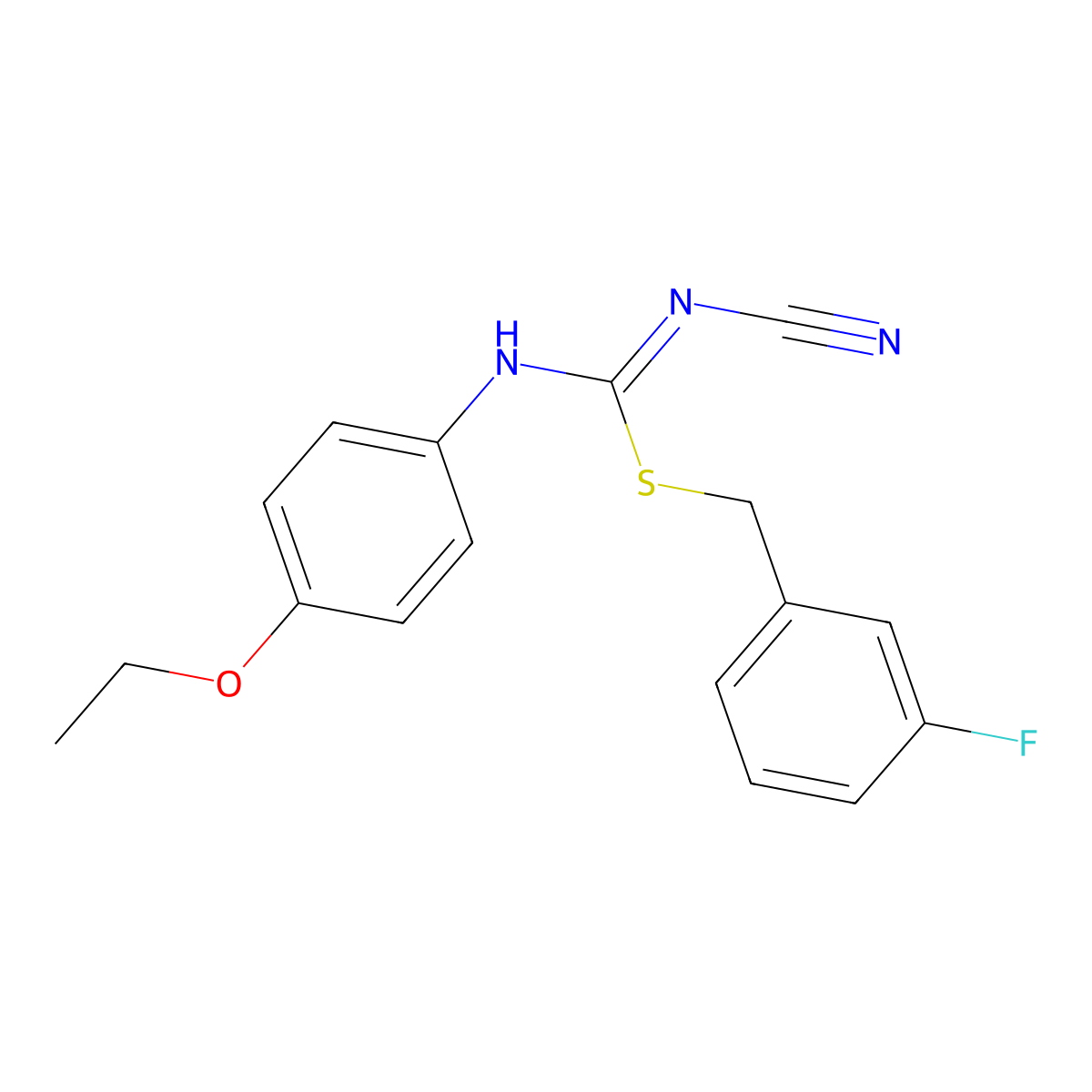 3-fluorobenzyl N'-cyano-N-(4-ethoxyphenyl)carbamimidothioate molecular structure, CAS 445385-65-9