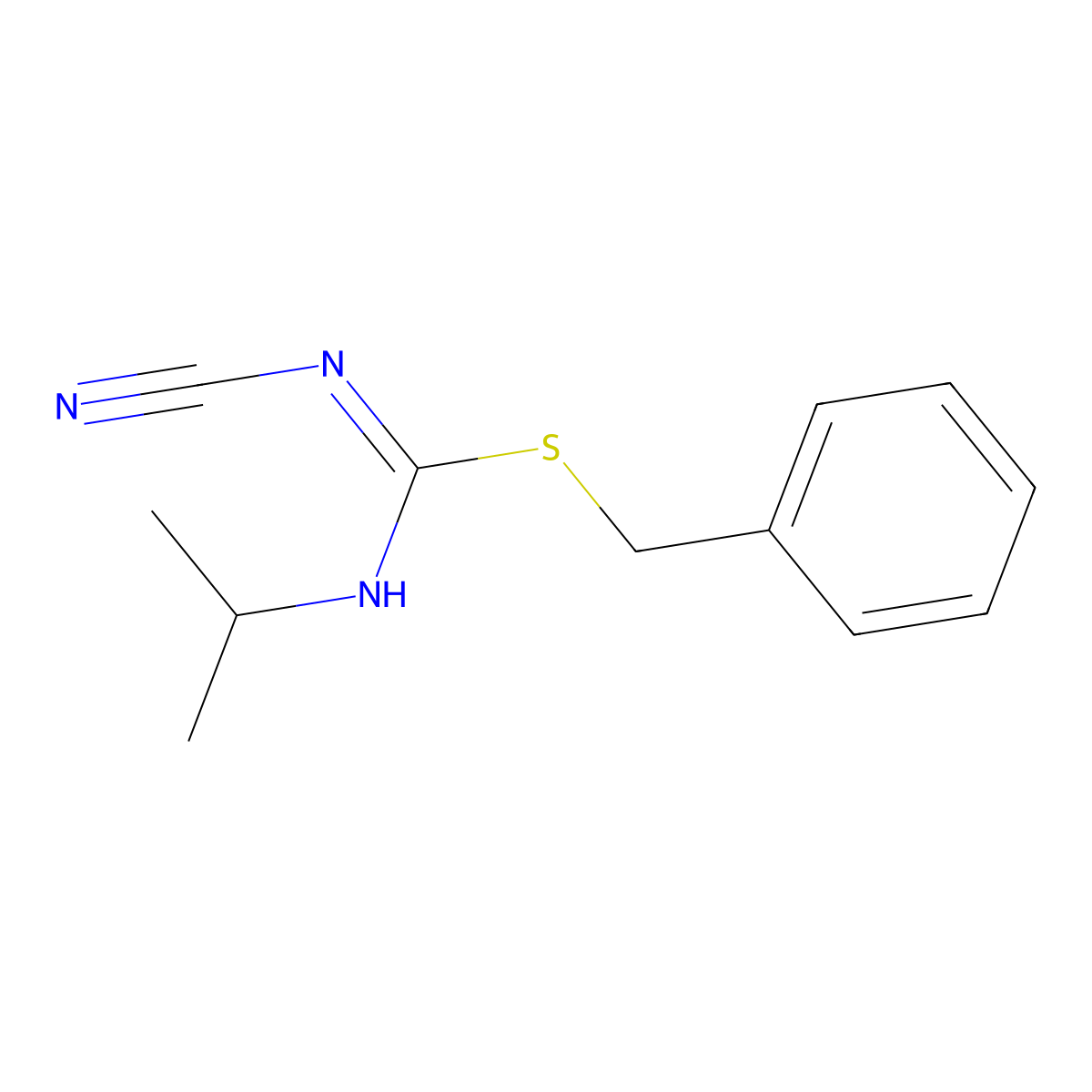 benzyl N-cyano-N'-propan-2-ylcarbamimidothioate molecular structure, CAS 445385-78-4