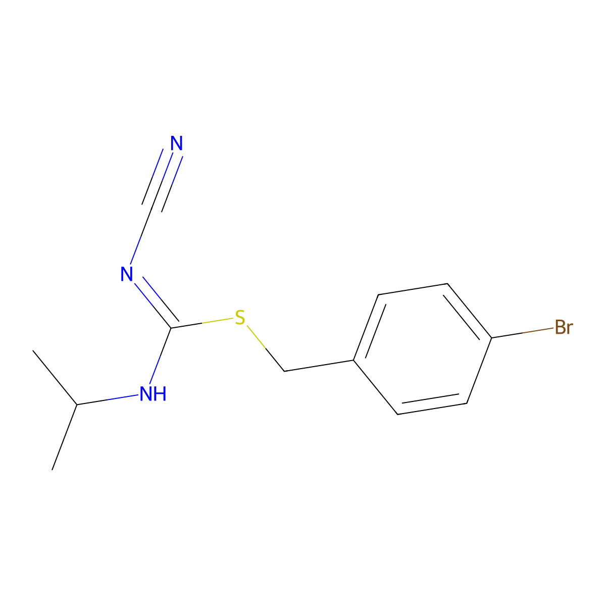 (4-bromophenyl)methyl N-cyano-N'-propan-2-ylcarbamimidothioate molecular structure, CAS 445385-87-5