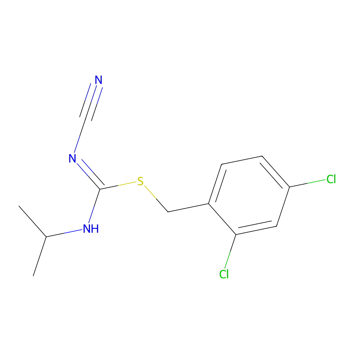 (2,4-dichlorophenyl)methyl N-cyano-N'-propan-2-ylcarbamimidothioate molecular structure, CAS 445385-88-6
