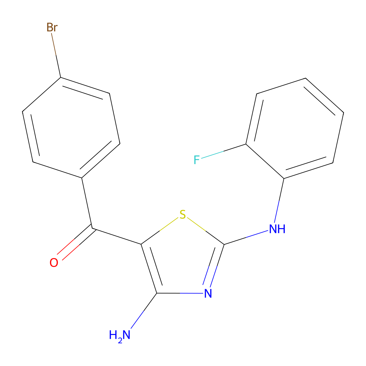 [4-Amino-2-(2-fluoroanilino)-1,3-thiazol-5-yl]-(4-bromophenyl)methanone molecular structure, CAS 445385-92-2