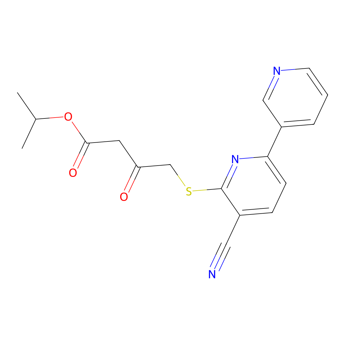 Propan-2-yl 4-(3-cyano-6-pyridin-3-ylpyridin-2-yl)sulfanyl-3-oxobutanoate molecular structure, CAS 445391-47-9