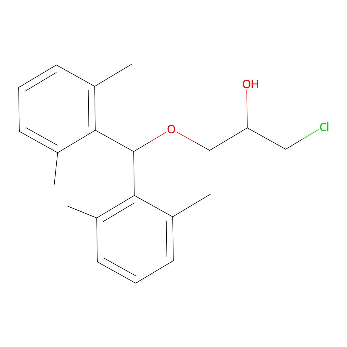 1-[Bis(2,6-dimethylphenyl)methoxy]-3-chloro-2-propanol molecular structure, CAS 445391-52-6