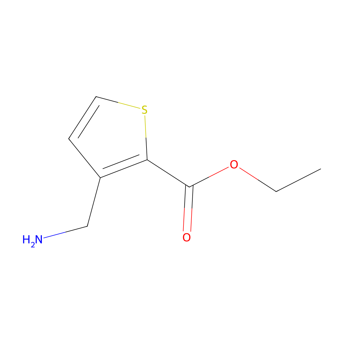 Ethyl 3-(aminomethyl)thiophene-2-carboxylate molecular structure, CAS 445391-62-8