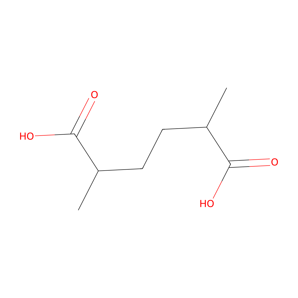 2,5-Dimethylhexanedioic acid molecular structure, CAS 4454-18-6