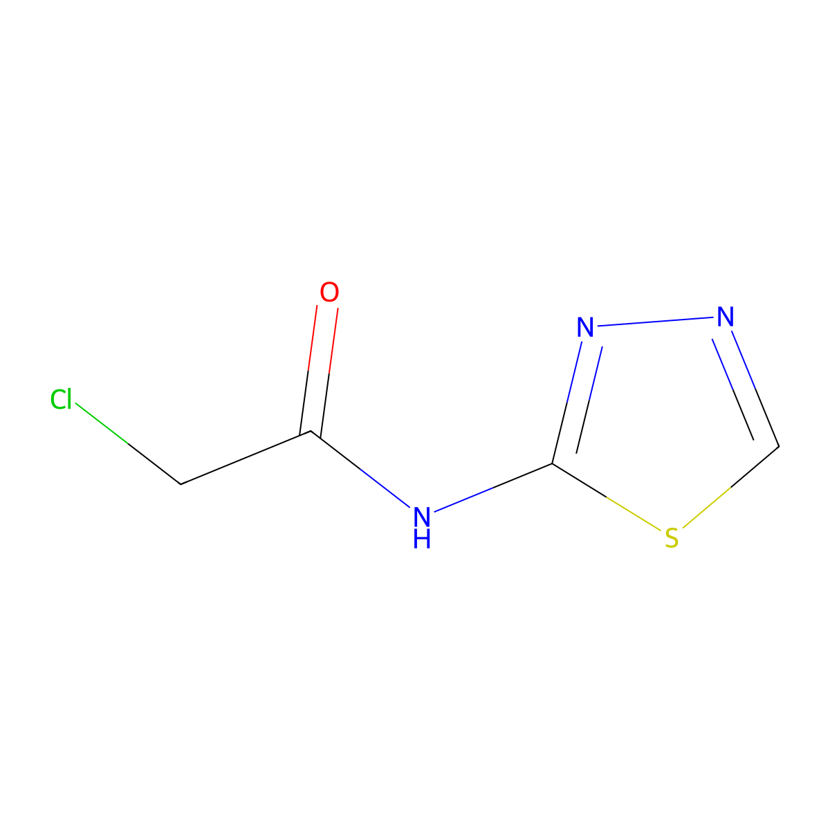 2-Chloro-N-(1,3,4-thiadiazol-2-yl)acetamide molecular structure, CAS 4454-63-1