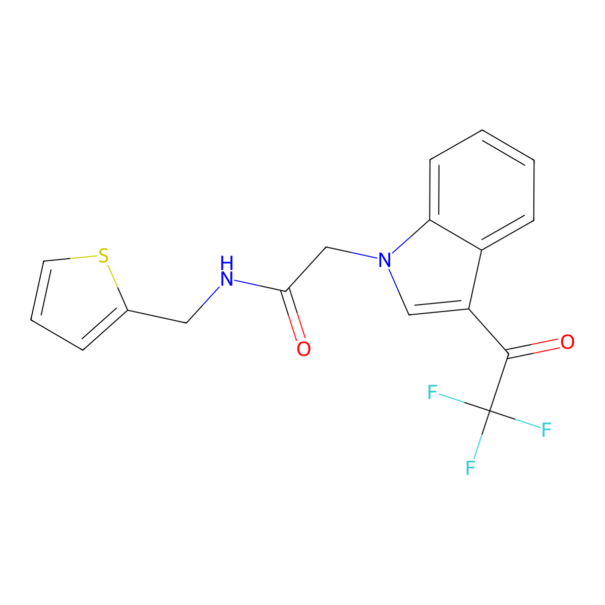 N-(thiophen-2-ylmethyl)-2-[3-(2,2,2-trifluoroacetyl)indol-1-yl]acetamide molecular structure, CAS 445407-30-7