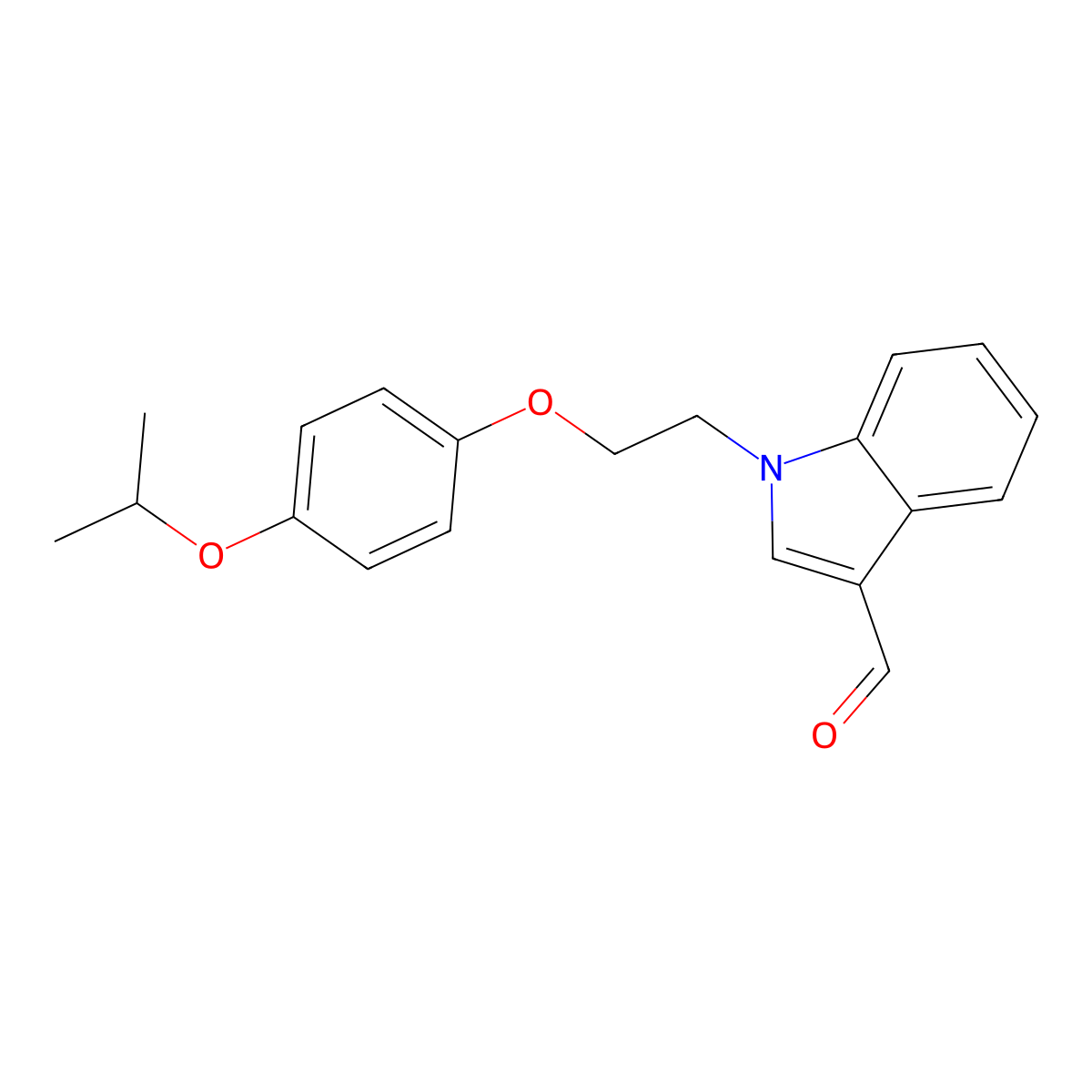 1-{2-[4-(propan-2-yloxy)phenoxy]ethyl}-1H-indole-3-carbaldehyde molecular structure, CAS 445407-37-4