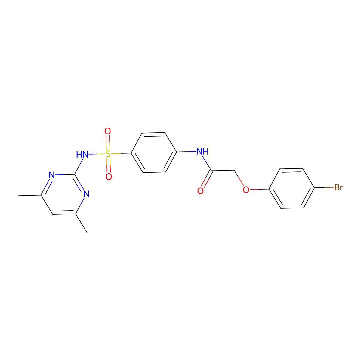 2-(4-bromophenoxy)-N-{4-[(4,6-dimethylpyrimidin-2-yl)sulfamoyl]phenyl}acetamide molecular structure, CAS 445409-08-5