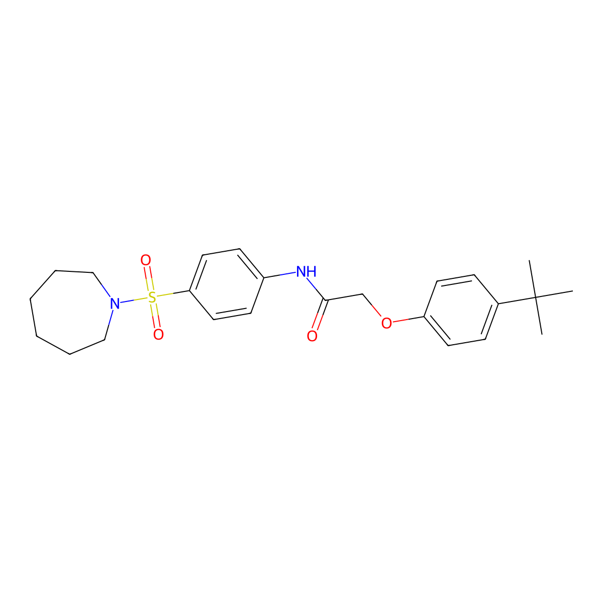 N-[4-(1-azepanylsulfonyl)phenyl]-2-(4-tert-butylphenoxy)acetamide molecular structure, CAS 445409-23-4