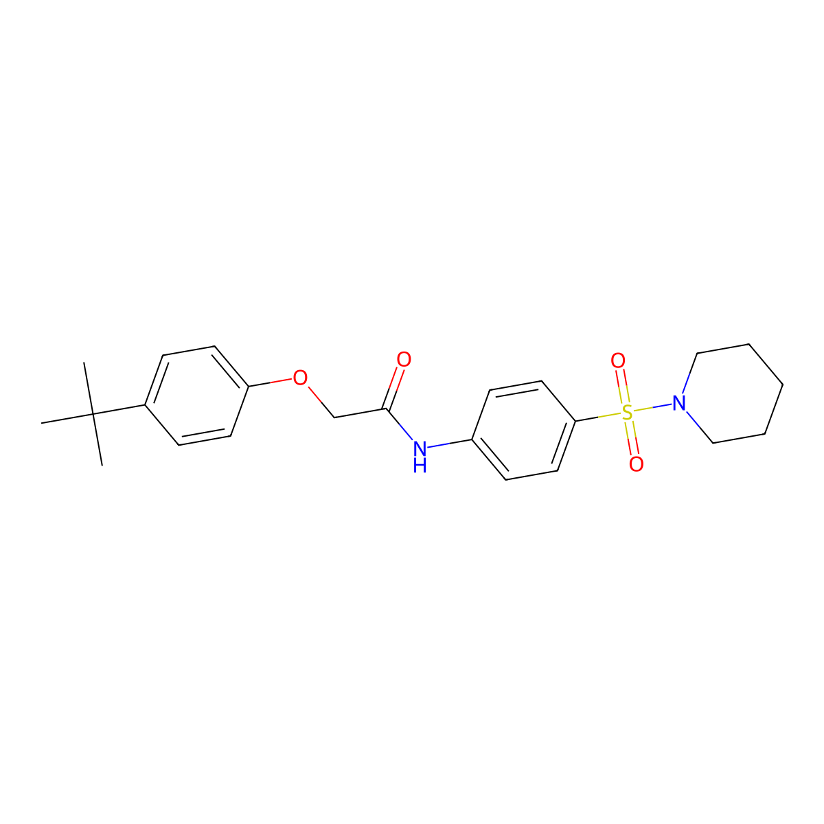 2-(4-tert-butylphenoxy)-N-(4-piperidin-1-ylsulfonylphenyl)acetamide molecular structure, CAS 445409-24-5