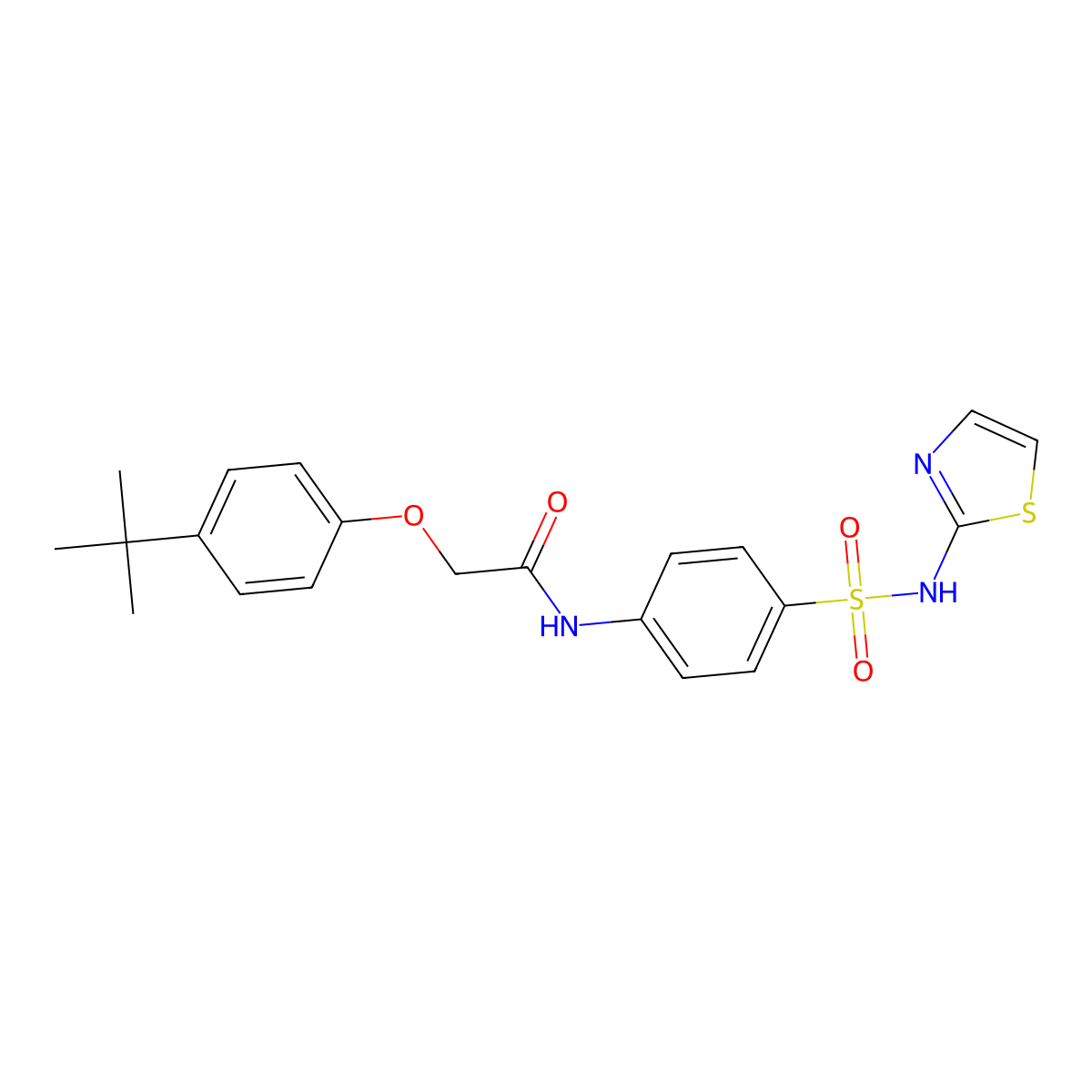 2-(4-tert-butylphenoxy)-N-[4-(1,3-thiazol-2-ylsulfamoyl)phenyl]acetamide molecular structure, CAS 445409-28-9