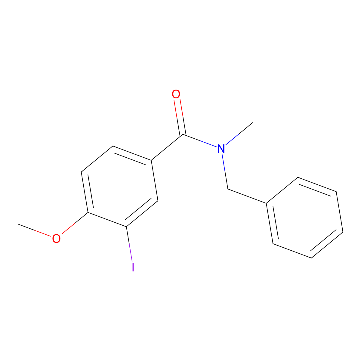 N-benzyl-3-iodo-4-methoxy-N-methylbenzamide molecular structure, CAS 445409-36-9