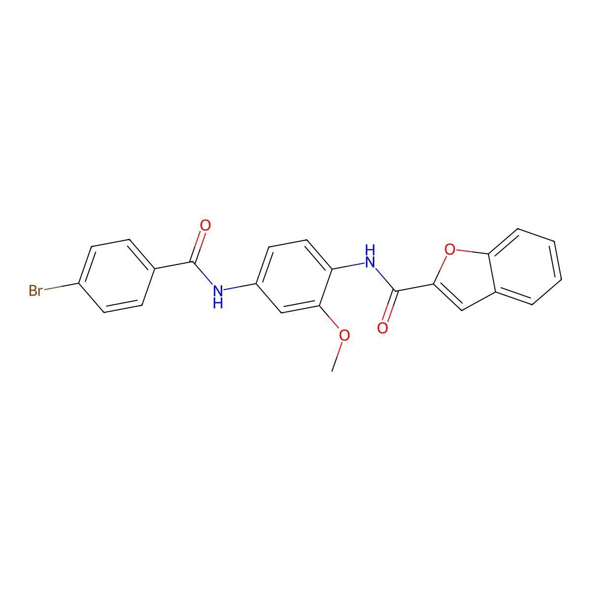 N-[4-[(4-bromobenzoyl)amino]-2-methoxyphenyl]-1-benzofuran-2-carboxamide molecular structure, CAS 445410-15-1