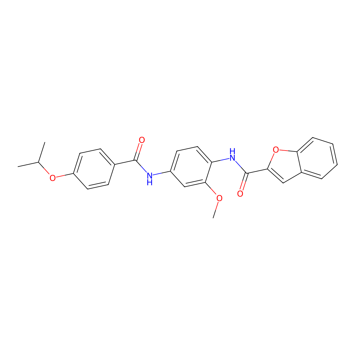 N-{4-[(4-isopropoxybenzoyl)amino]-2-methoxyphenyl}-1-benzofuran-2-carboxamide molecular structure, CAS 445410-17-3