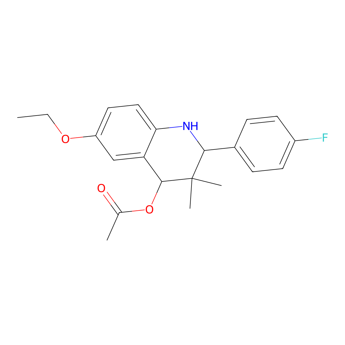 6-Ethoxy-2-(4-fluorophenyl)-3,3-dimethyl-1,2,3,4-tetrahydroquinolin-4-yl acetate molecular structure, CAS 445410-51-5