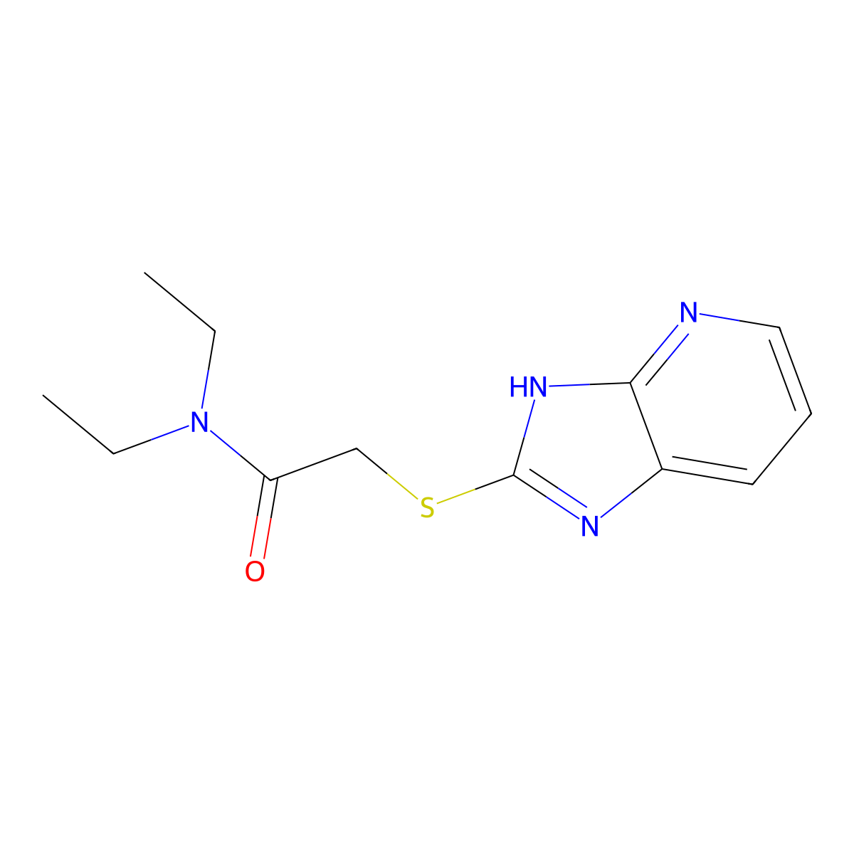 N,N-Diethyl-2-(3H-imidazo(4,5-b)pyridin-2-ylthio)acetamide molecular structure, CAS 445410-56-0