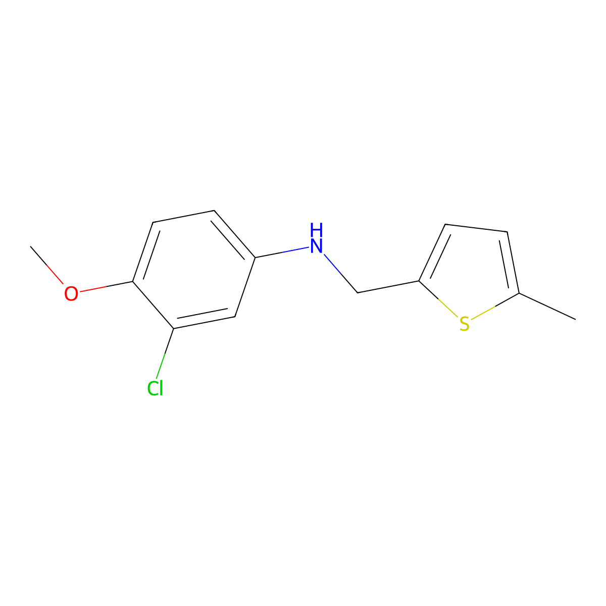 3-chloro-4-methoxy-N-[(5-methylthiophen-2-yl)methyl]aniline molecular structure, CAS 445410-84-4