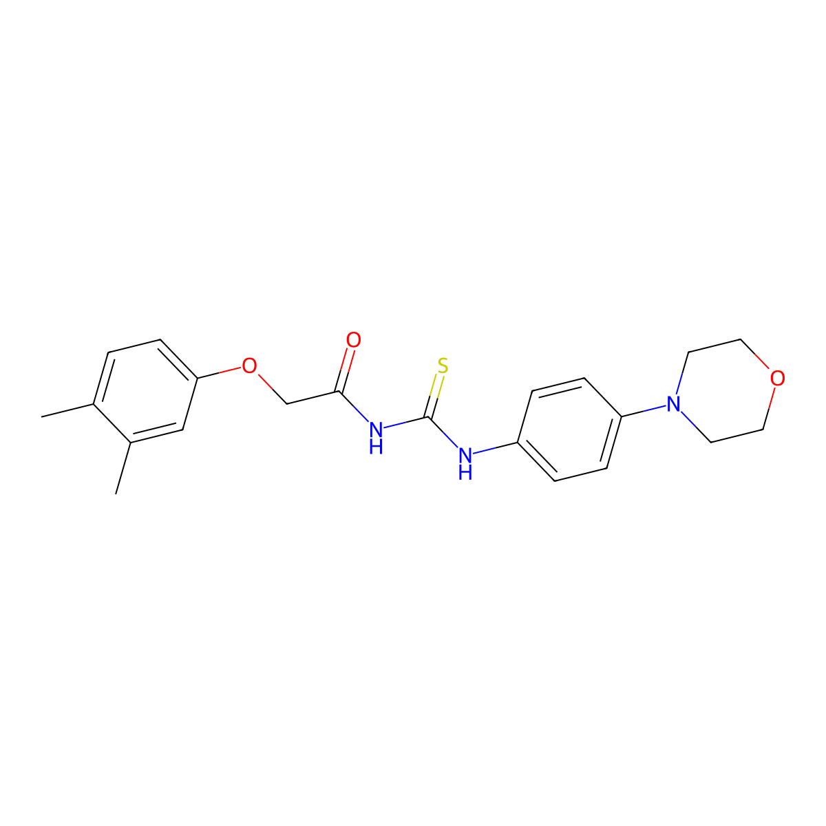 2-(3,4-dimethylphenoxy)-N-[(4-morpholin-4-ylphenyl)carbamothioyl]acetamide molecular structure, CAS 445411-68-7