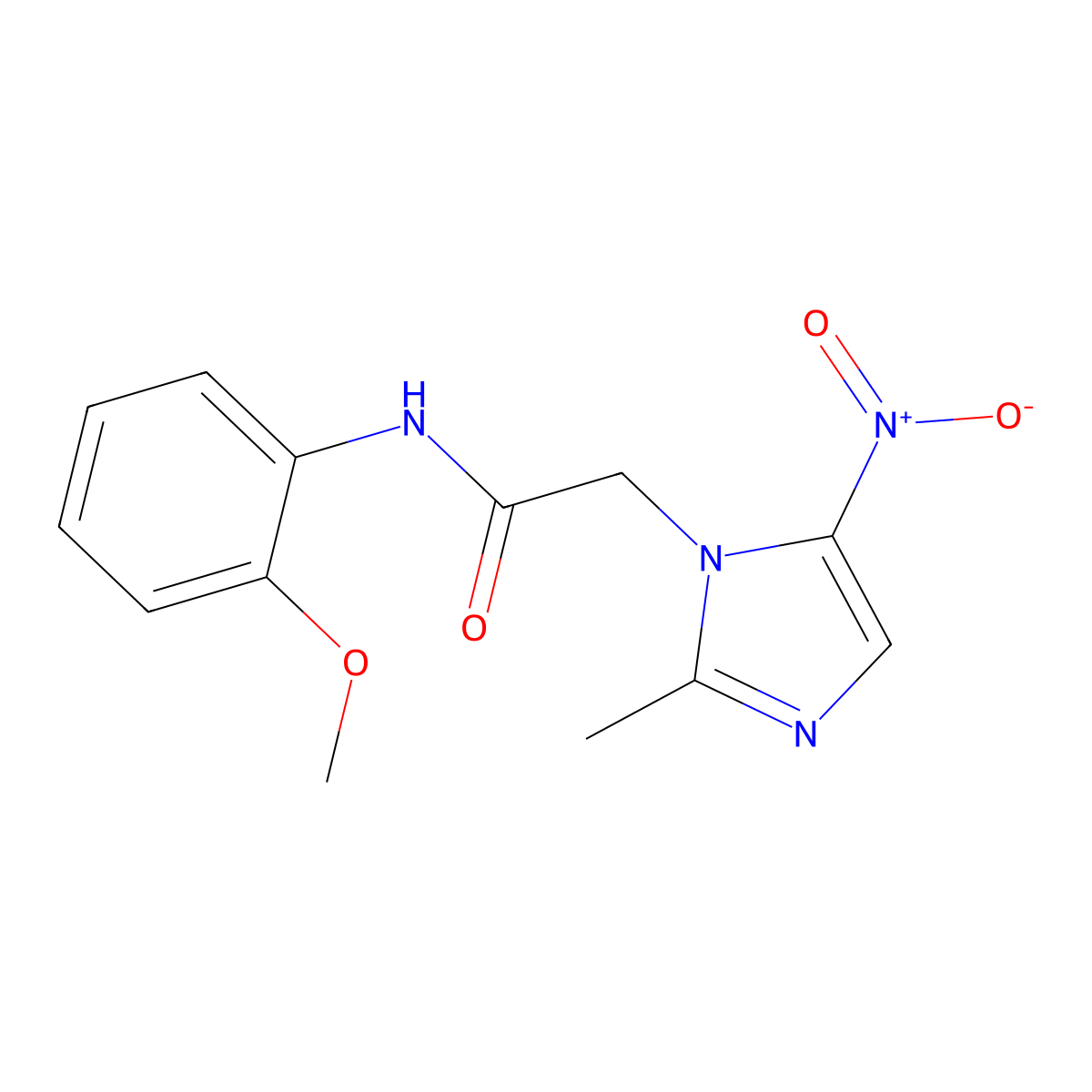 N-(2-methoxyphenyl)-2-(2-methyl-5-nitroimidazol-1-yl)acetamide molecular structure, CAS 445412-38-4