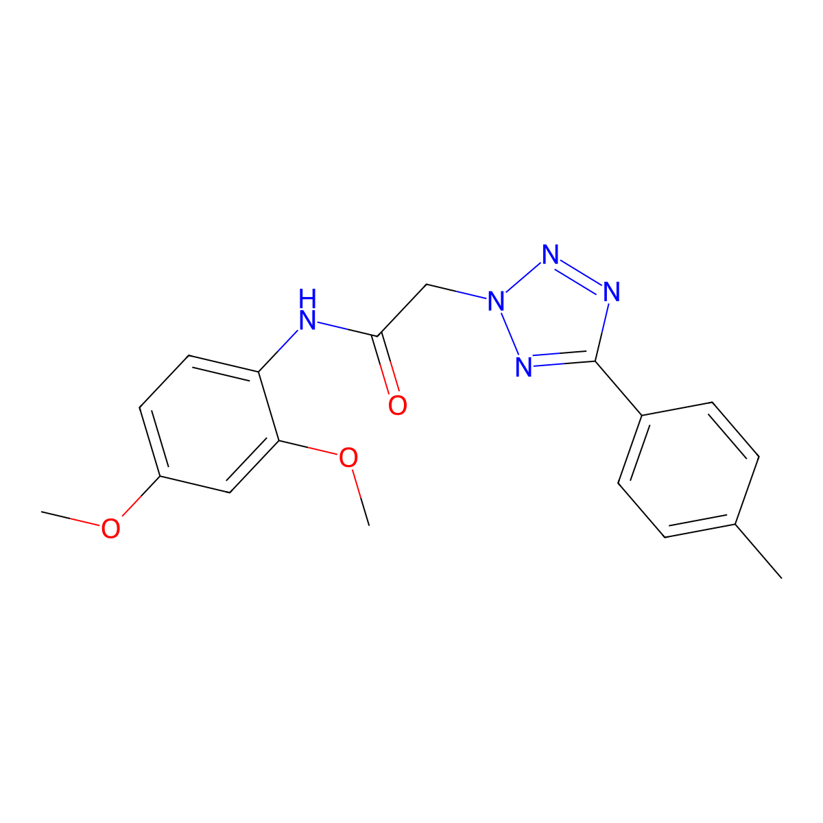 N-(2,4-dimethoxyphenyl)-2-[5-(4-methylphenyl)tetrazol-2-yl]acetamide molecular structure, CAS 445412-43-1