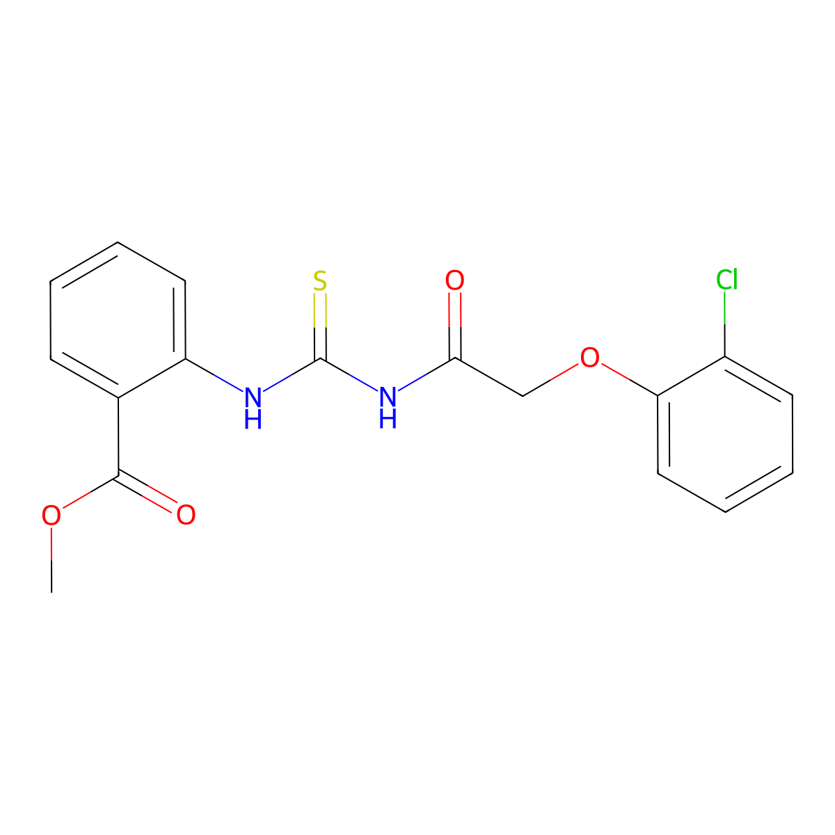 Methyl 2-({[(2-chlorophenoxy)acetyl]carbamothioyl}amino)benzoate molecular structure, CAS 445412-50-0