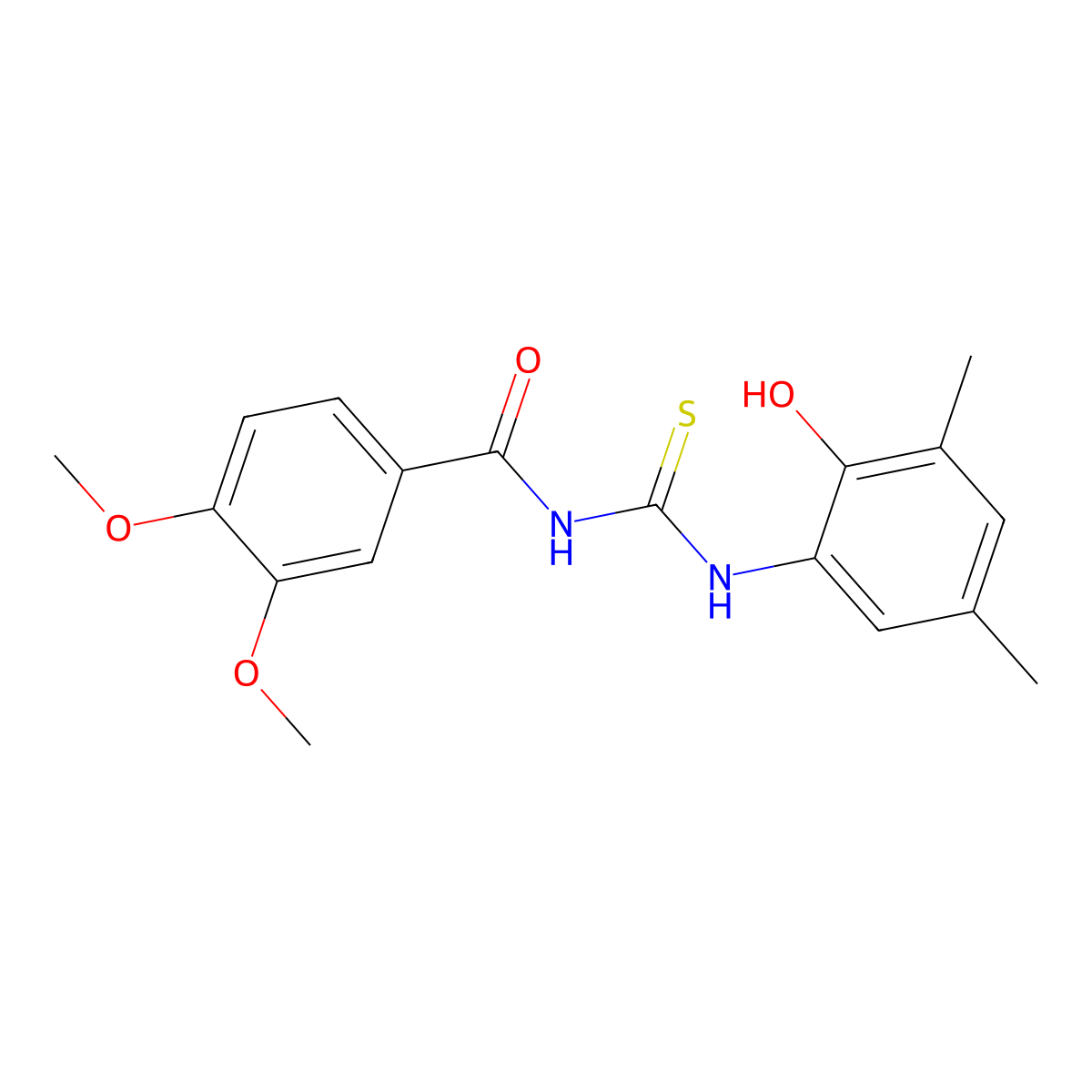 N-[(2-hydroxy-3,5-dimethylphenyl)carbamothioyl]-3,4-dimethoxybenzamide molecular structure, CAS 445412-57-7