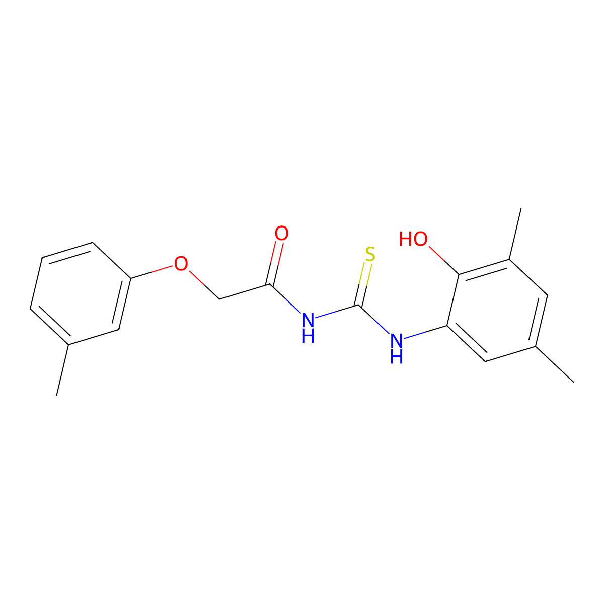N-[(2-hydroxy-3,5-dimethylphenyl)carbamothioyl]-2-(3-methylphenoxy)acetamide molecular structure, CAS 445412-58-8