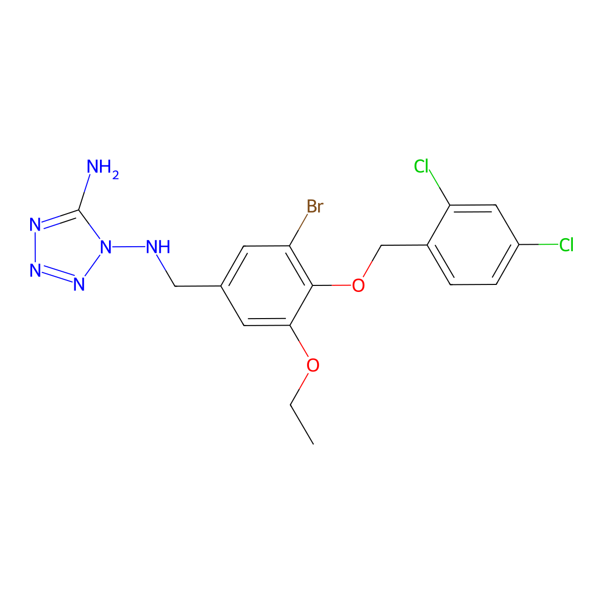 N-(5-amino-1H-tetraazol-1-yl)-N-{3-bromo-4-[(2,4-dichlorobenzyl)oxy]-5-ethoxybenzyl}amine molecular structure, CAS 445413-70-7