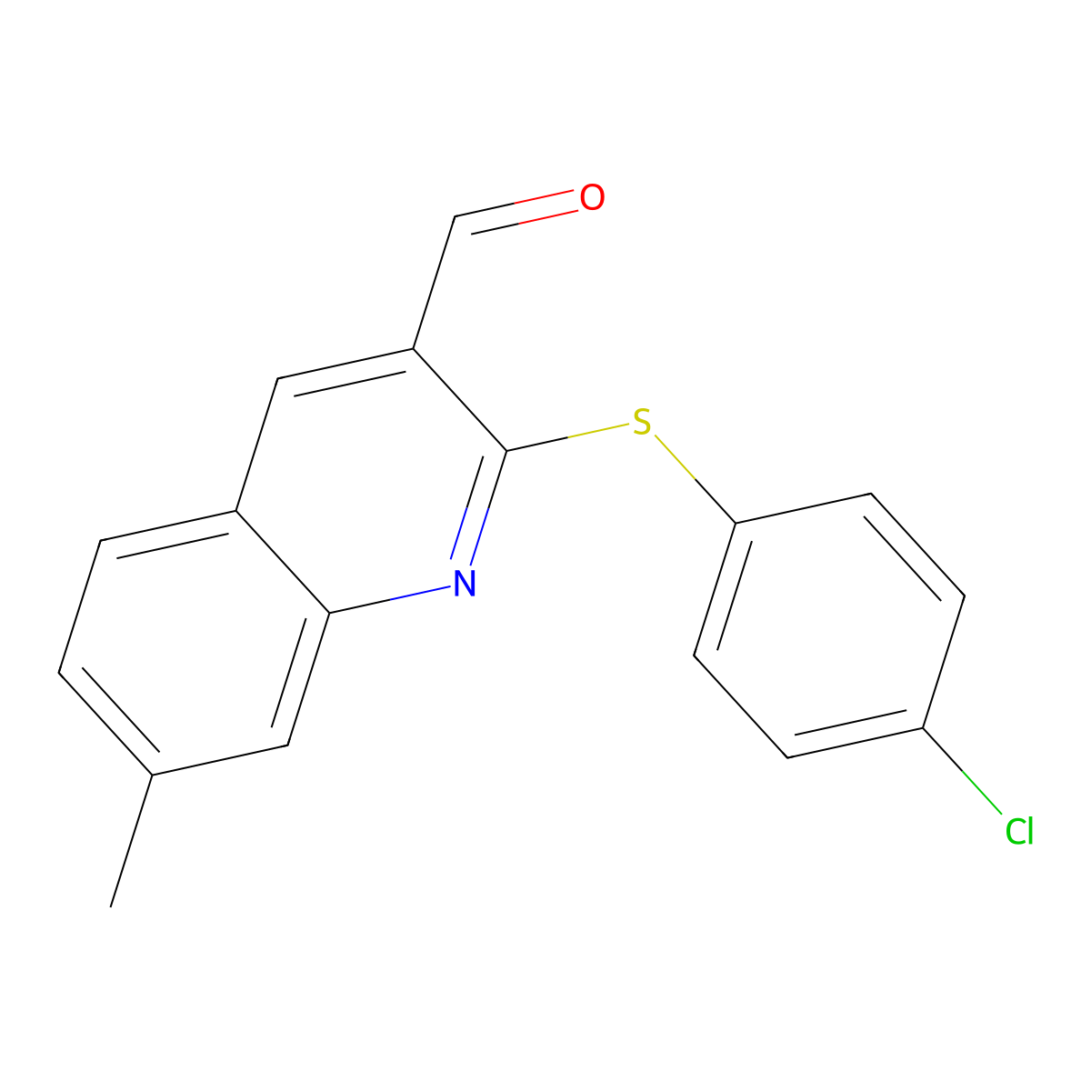 2-[(4-Chlorophenyl)sulfanyl]-7-methyl-3-quinolinecarbaldehyde molecular structure, CAS 445413-89-8