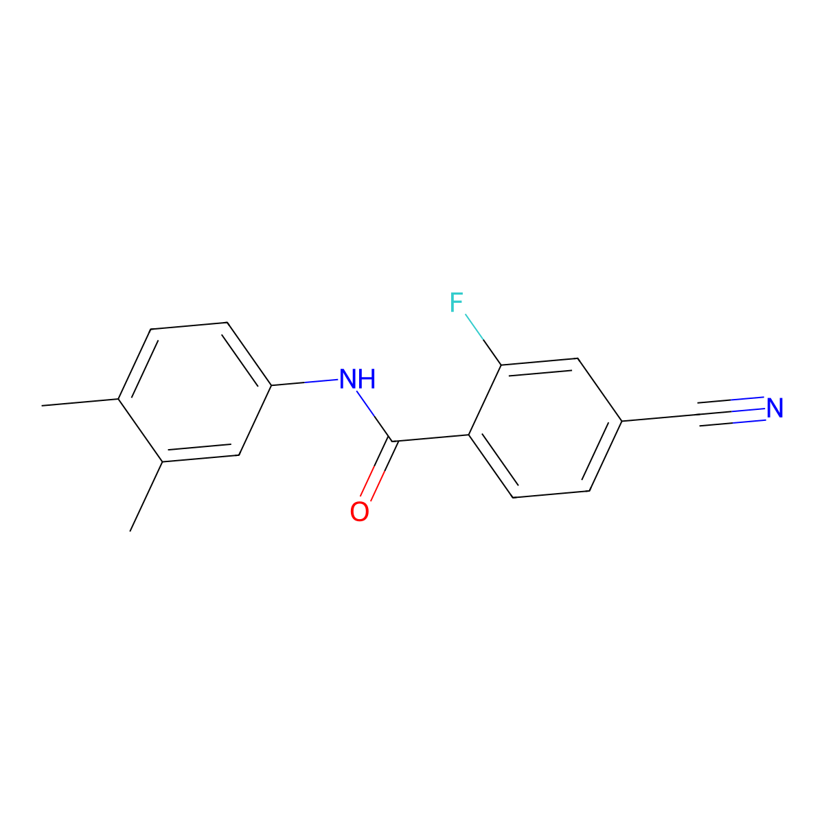 4-cyano-N-(3,4-dimethylphenyl)-2-fluorobenzamide molecular structure, CAS 445414-12-0