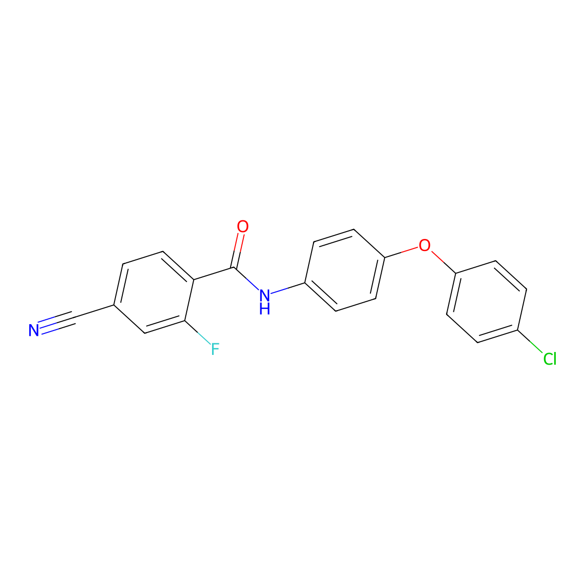 N-[4-(4-chlorophenoxy)phenyl]-4-cyano-2-fluorobenzamide molecular structure, CAS 445414-14-2