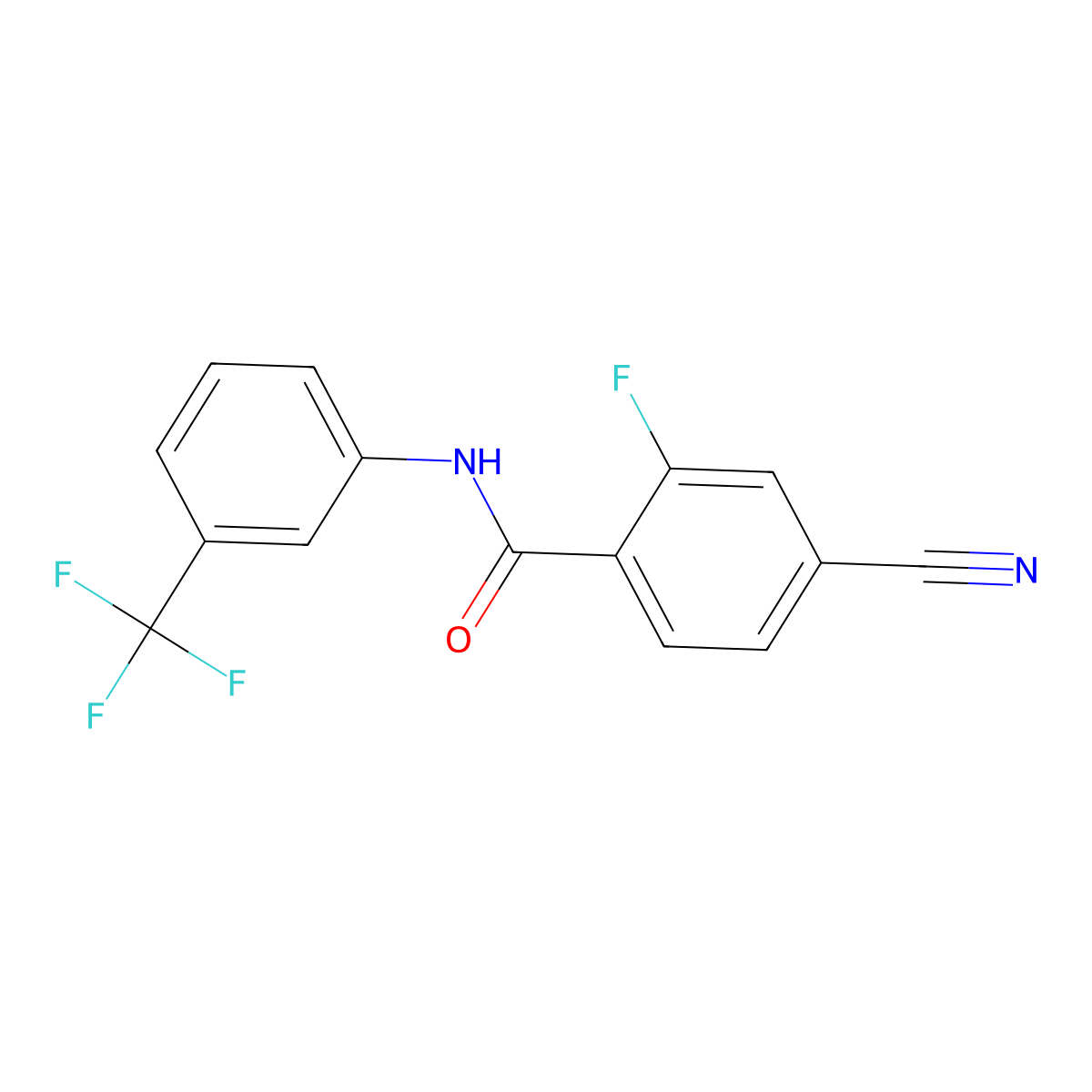 4-cyano-2-fluoro-N-[3-(trifluoromethyl)phenyl]benzamide molecular structure, CAS 445414-18-6