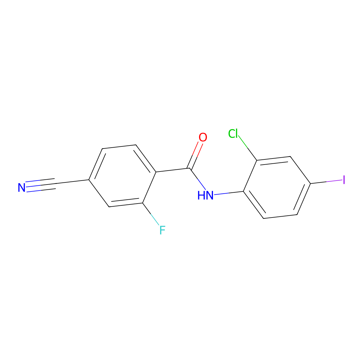 N-(2-chloro-4-iodophenyl)-4-cyano-2-fluorobenzamide molecular structure, CAS 445414-21-1