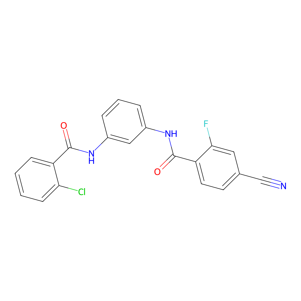 N-[3-[(2-chlorobenzoyl)amino]phenyl]-4-cyano-2-fluorobenzamide molecular structure, CAS 445414-24-4