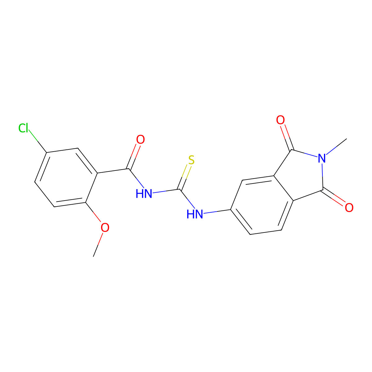 5-chloro-2-methoxy-N-[(2-methyl-1,3-dioxoisoindol-5-yl)carbamothioyl]benzamide molecular structure, CAS 445414-85-7