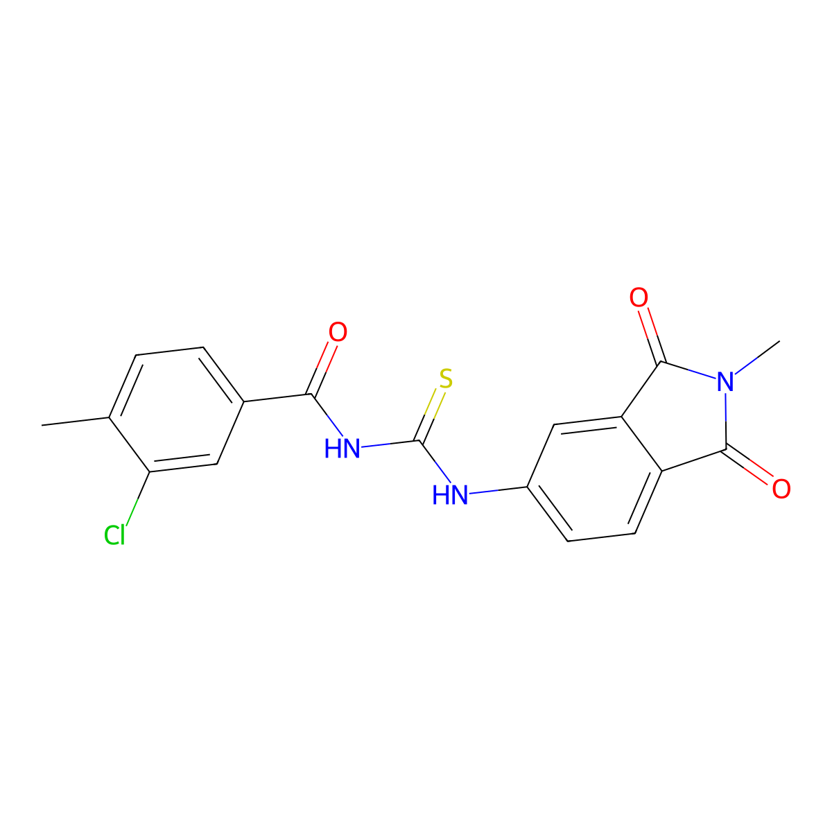 3-chloro-4-methyl-N-[(2-methyl-1,3-dioxoisoindol-5-yl)carbamothioyl]benzamide molecular structure, CAS 445415-42-9