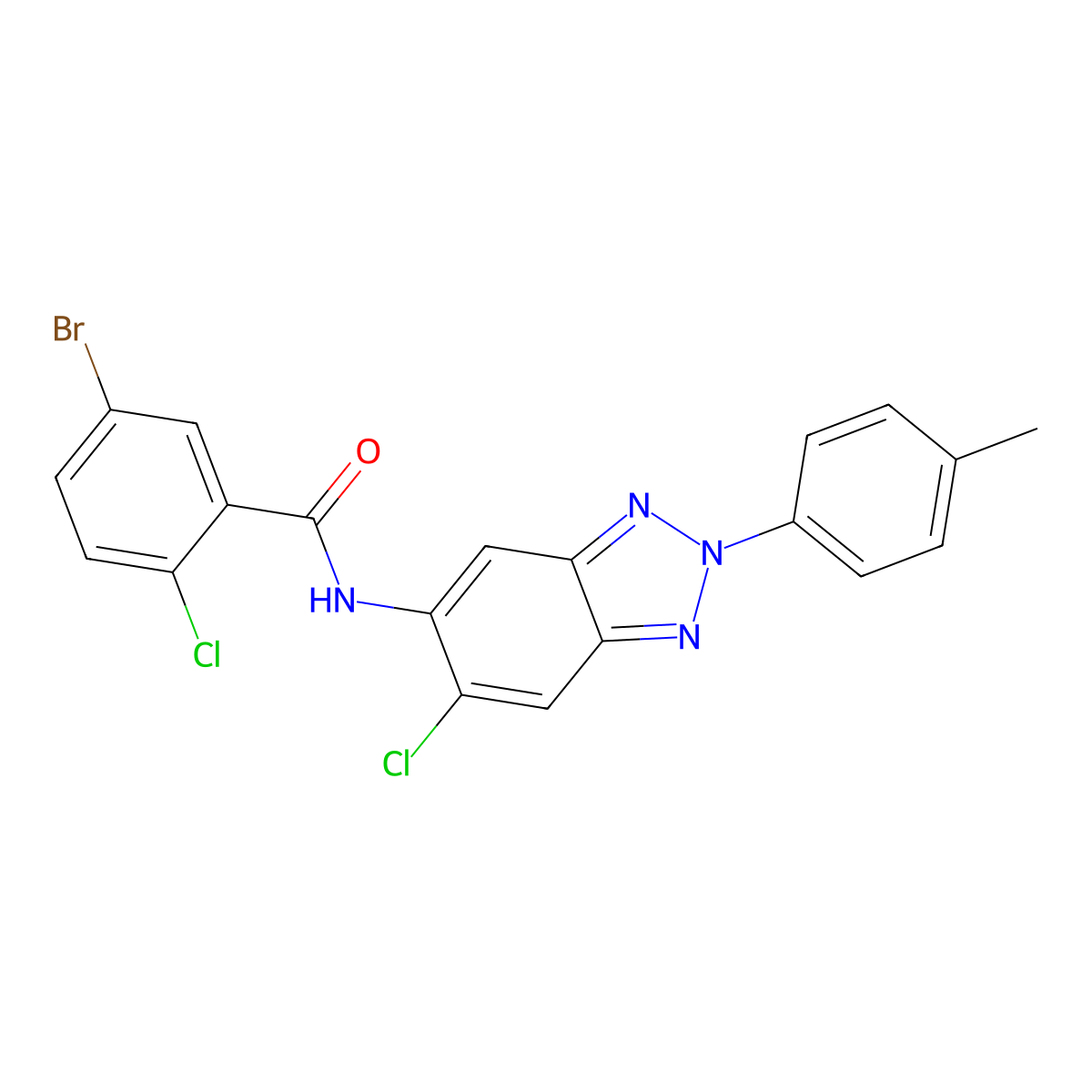 5-bromo-2-chloro-N-[6-chloro-2-(4-methylphenyl)benzotriazol-5-yl]benzamide molecular structure, CAS 445415-52-1
