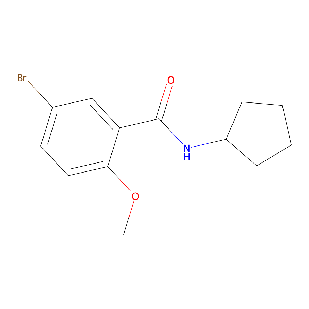 5-bromo-N-cyclopentyl-2-methoxybenzamide molecular structure, CAS 445415-54-3