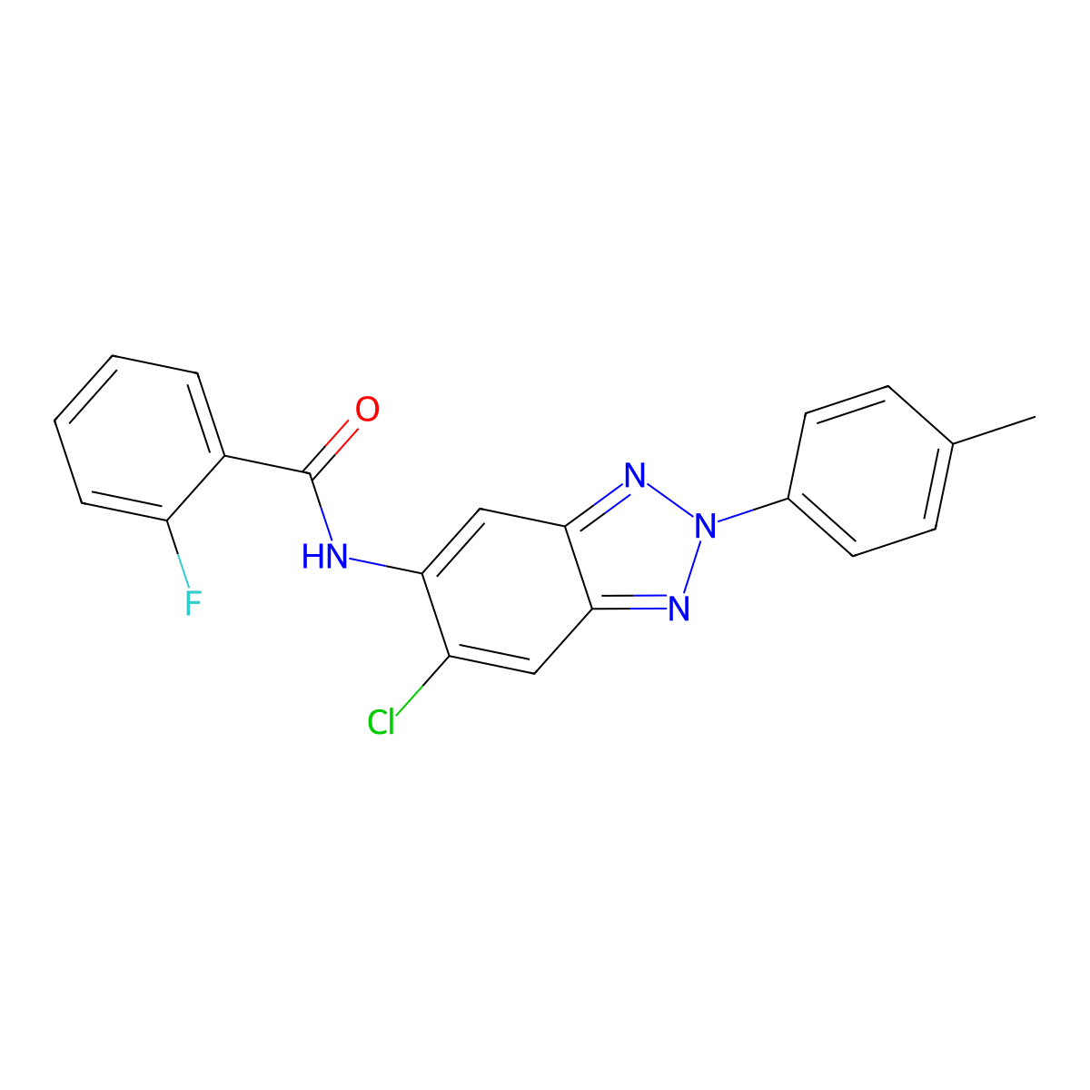 N-[6-chloro-2-(4-methylphenyl)-2H-1,2,3-benzotriazol-5-yl]-2-fluorobenzamide molecular structure, CAS 445415-55-4