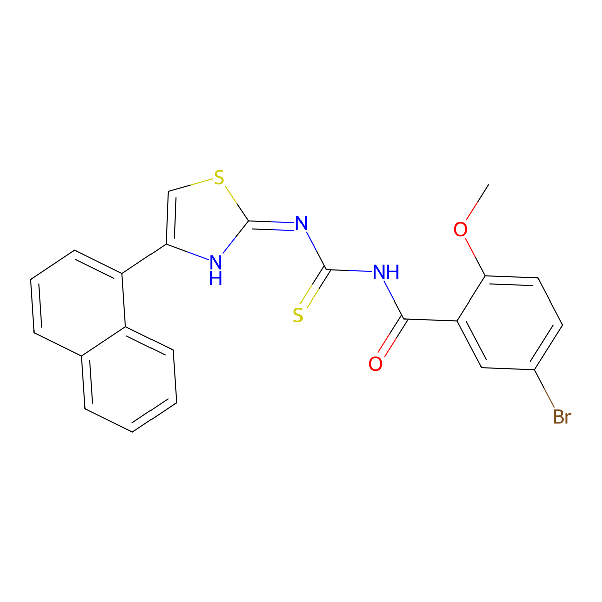 5-bromo-2-methoxy-N-[(4-naphthalen-1-yl-1,3-thiazol-2-yl)carbamothioyl]benzamide molecular structure, CAS 445415-97-4