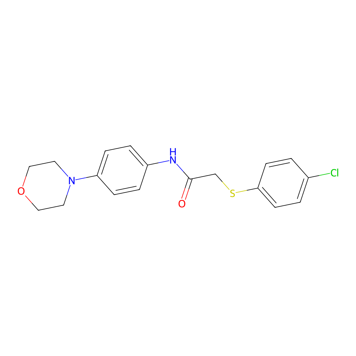 2-[(4-chlorophenyl)sulfanyl]-N-[4-(morpholin-4-yl)phenyl]acetamide molecular structure, CAS 445416-08-0