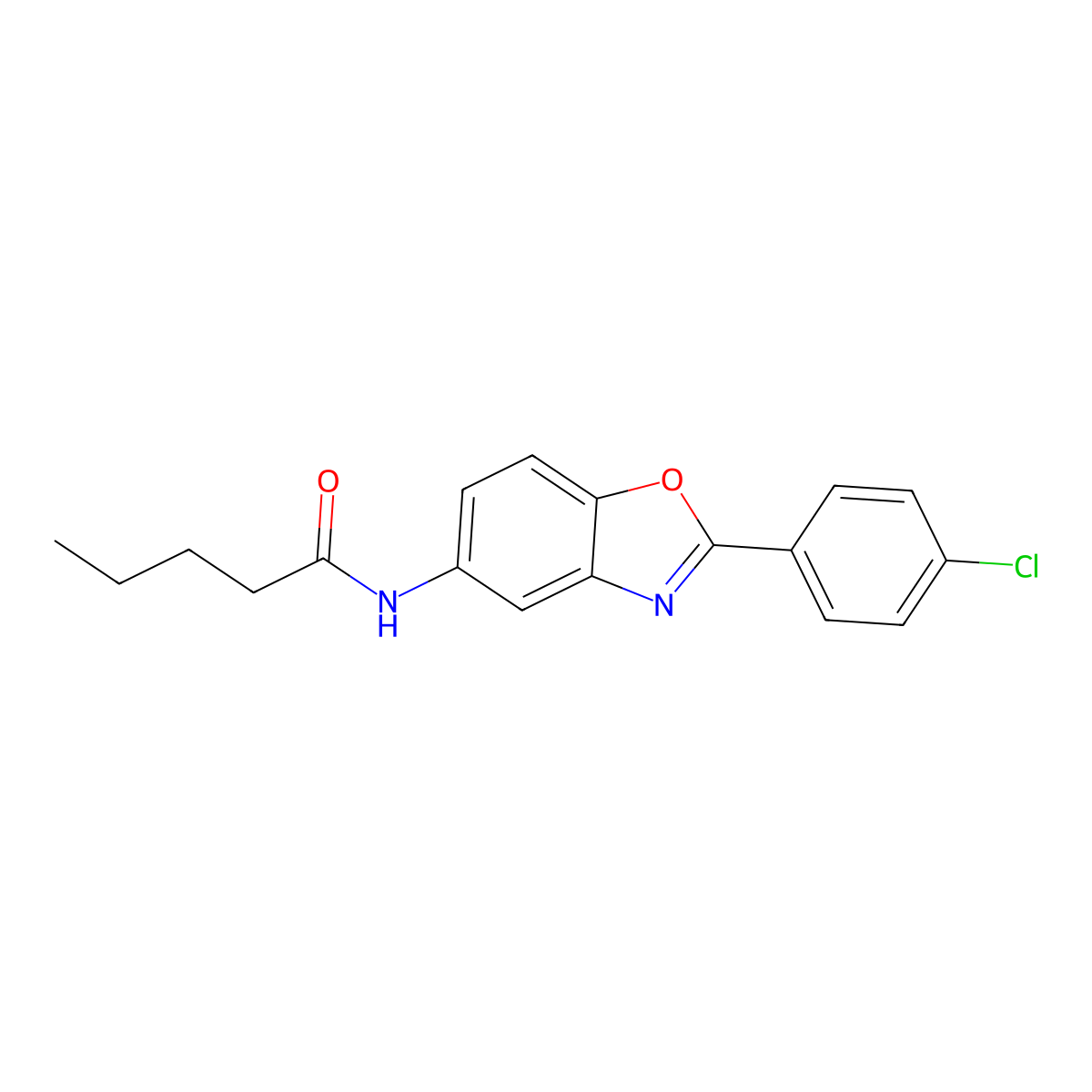 N-[2-(4-chlorophenyl)-1,3-benzoxazol-5-yl]pentanamide molecular structure, CAS 445416-34-2